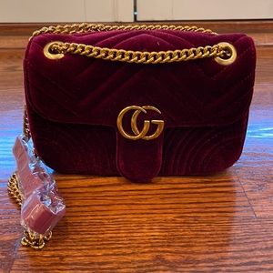 NWT Faux Designer Velvet Handbag
